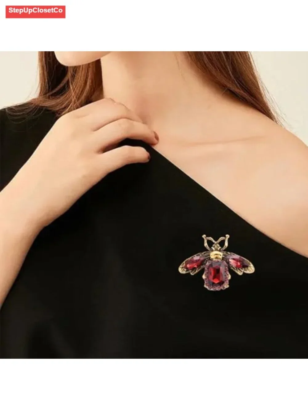 Vintage Rhinestone Bee Brooch Pin Crystal Jewelry Gift